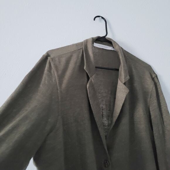 Contemporaine Exclusivite Simon Linen Lagen Looke green minimalist blazer - Picture 4 of 7